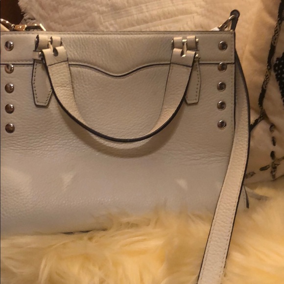 Rebecca Minkoff White Purse Studs Black Piping - Picture 3 of 7